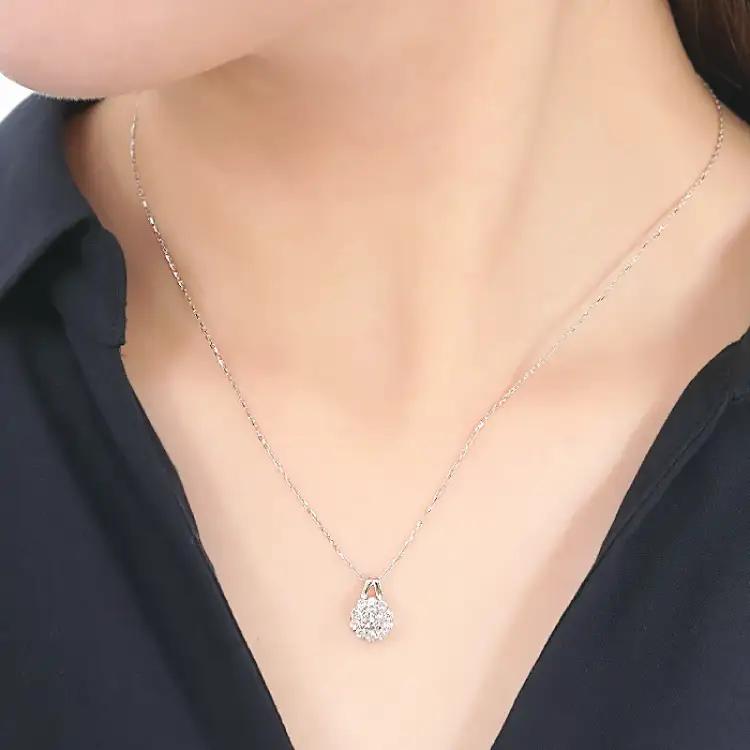 ネックレス プラチナ PT900 ダイヤモンド 0.35ct 取り巻き フラワー ペンダント 【f218-pt】