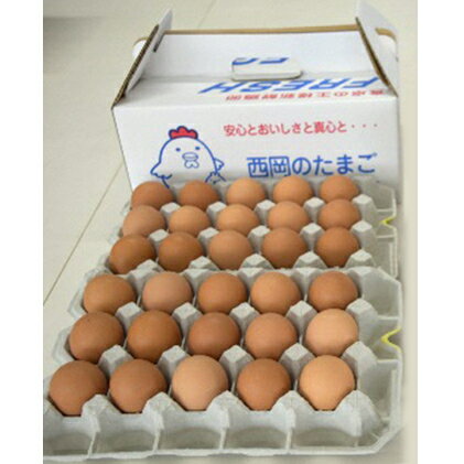【ふるさと納税】【高級赤玉・安全飼料使用】湖南市産もみじ卵30個　頒布コース(6か月）