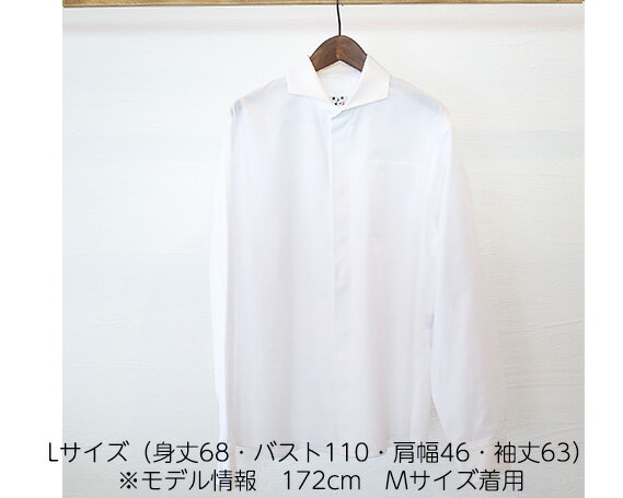 【ふるさと納税】No.066 WATAKUMI　白シャツ　HIYOKU（L） ／ 知多木綿 比翼 貝ボタン 和晒 吸水 メンズ カジュアル ユニセックス 箱入 贈り物 送料無料 愛知県