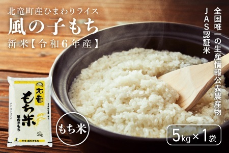 【先行予約】【令和6年産新米11月以降発送】※9月30日0時より申込みは11月後半～12月発送対応※風の子もち 5kg もち米 北海道北竜町産【0711-R6】