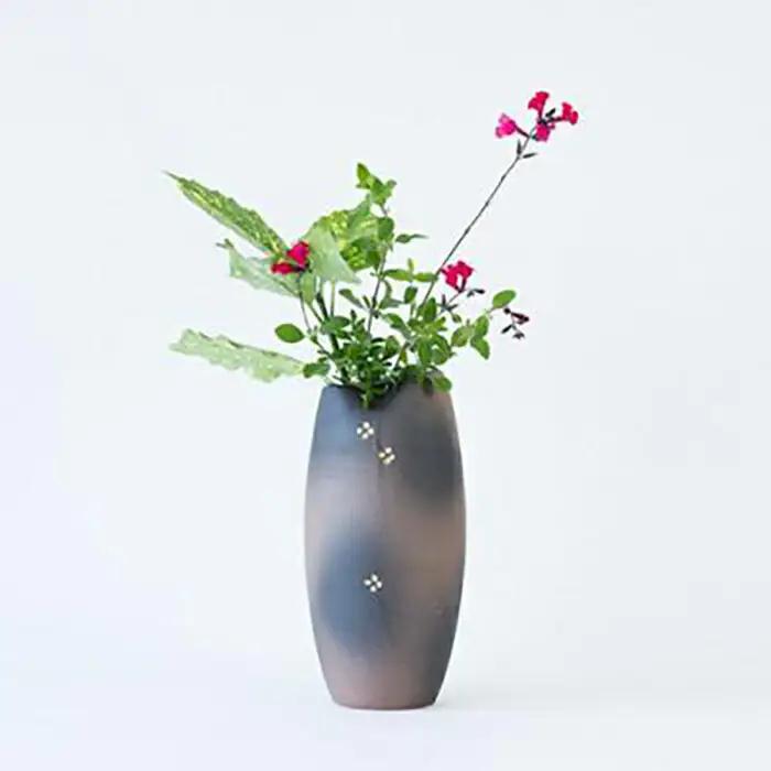 小花金彩投入花器　B93-12　信楽焼・明山