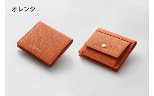 DV039【YOSHINA】コンパクト二つ折り財布（小銭入れ付き）オレンジ