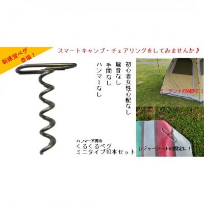 ふるさと納税 三条市 ハンマー不要の回転式ペグ [くるくるペグ] ミニタイプ 10本セット キャンプ 【010S297】 |  | 01