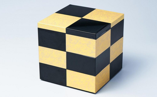 
                  山中漆器　市松GOLD5.0三段重（黒）
                