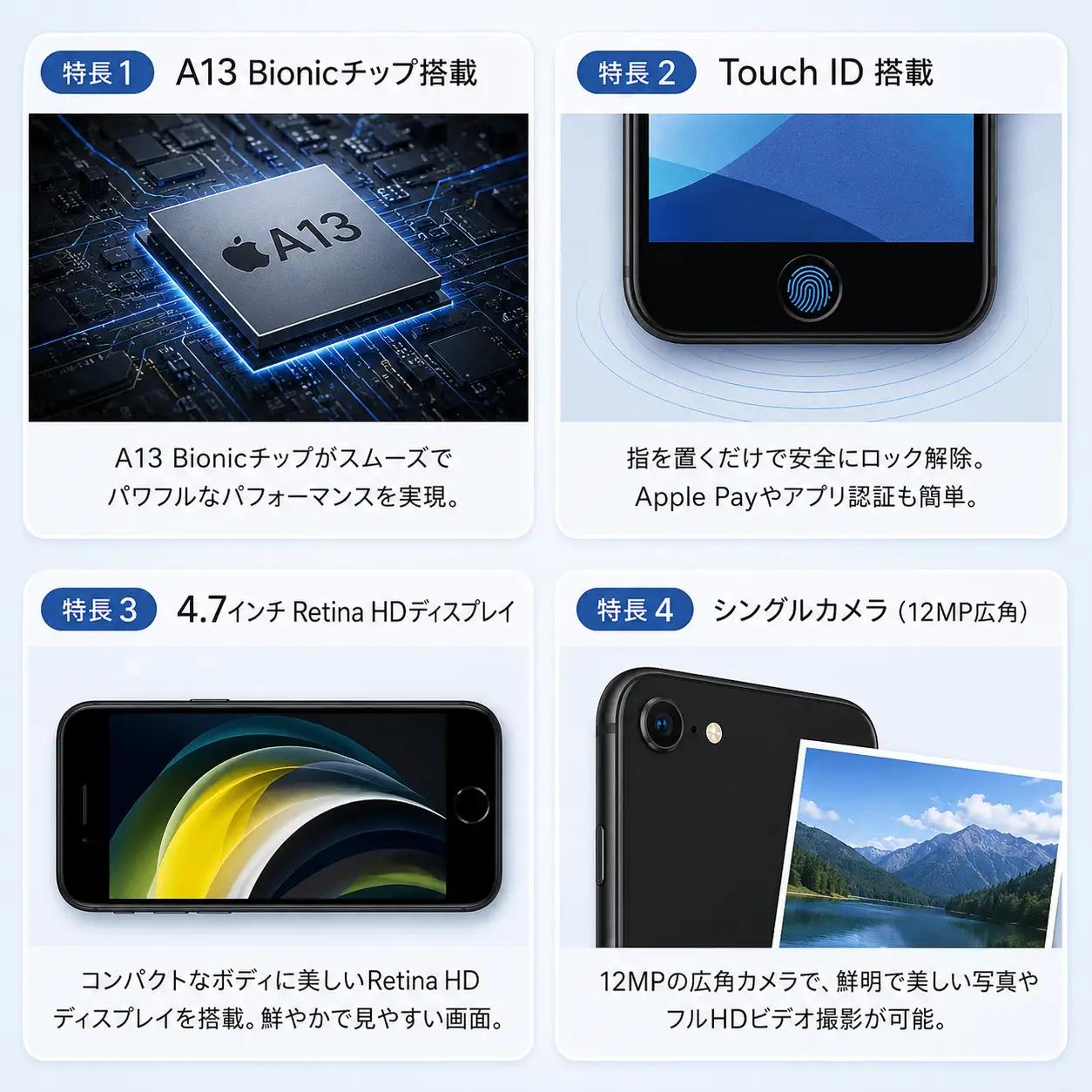 Apple iPhone SE 2【SIMフリー】 64GB Black 　再生　中古品　(リユース品)　049-01