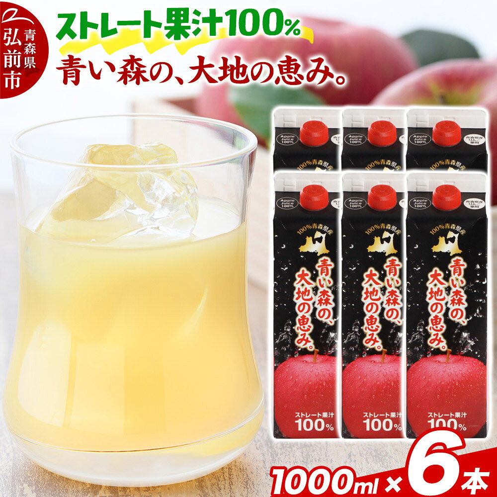 【ふるさと納税】ストレートりんごジュース 【青い森の、大地の恵み。あおもりりんご100】 1000ml×6本 [アップル おいしい ジュース ストレート りんご 飲料 果実 果物 美味 林檎]