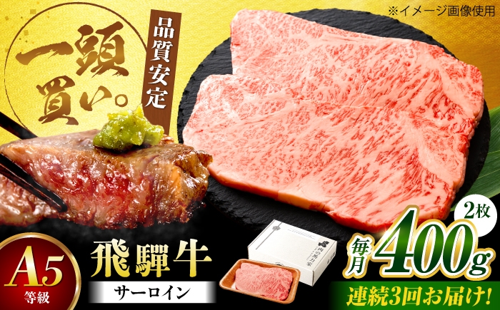 
                  【3回定期便】飛騨牛 サーロイン（ステーキ用）400g（200g×2枚）飛騨牛 国産 肩ロース ロース ステーキ 黒毛和牛 和牛 牛肉 BBQ steak 岐阜県 / 御嵩町 / 馬力家 [AVBO096]
                
