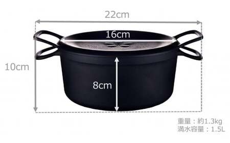 IH対応 鉄 鍋 ダクタイルポット16cm 鉄器 錆びにくい 鉄鍋 鉄器 スキレット 錆びにくい 一人暮らし アウトドア BBQ キャンプ 直火 超軽量 岩手県 北上市 K0060  (岩手製鉄) ダ