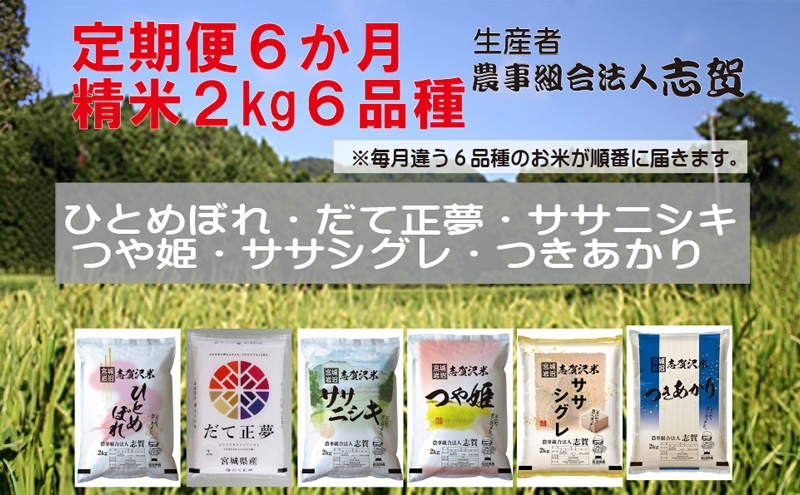 食べ比べセット 2kg 米 定期便 6ヶ月 志賀沢米 岩沼産