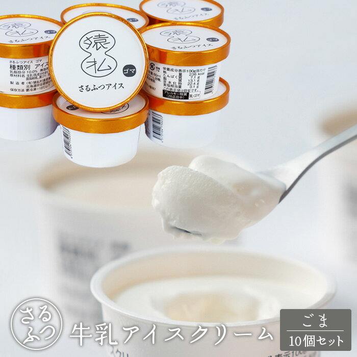 【ふるさと納税】 さるふつ牛乳アイスクリーム ごま10個セット【03030】