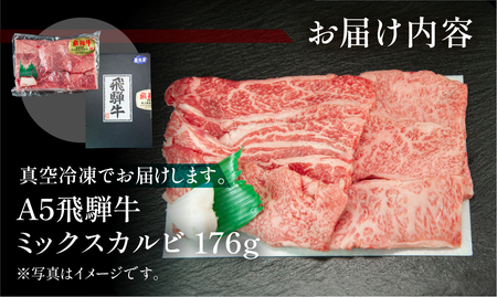飛騨牛 A5 ミックスカルビ  176g（約2人前）【冷凍 真空】牛肉 カルビ 焼肉  牛 天狗【11-75】