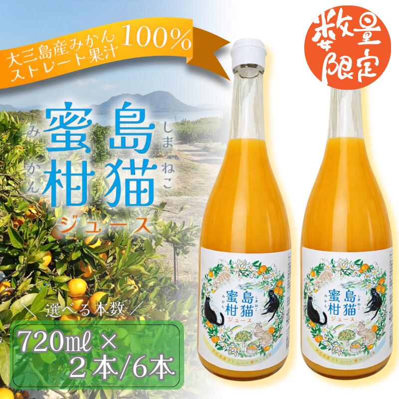 【ふるさと納税】島猫蜜柑ジュース(720ml×2本セット・6本セット) ミカンジュース 温州みかんジュース ジュースセット 高級 みかん えひめみかん フルーツジュース 無添加 ストレート しまなみ【V003830】