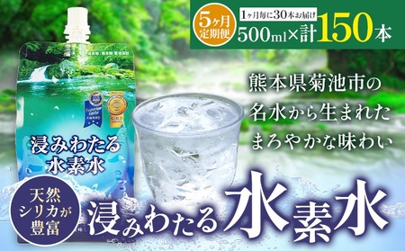 【5ヶ月定期便】浸みわたる水素水 30本 内容量 1本500ml 計75L《お申込み翌月から出荷》水 水素水 天然水 飲料水 ミネラルウォーター アルミパウチ パウチ 国産 九州産 熊本県産 菊池市産