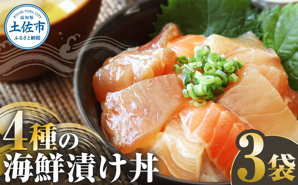 
                  四種の海鮮漬け丼 3袋セット 漬け丼 漬け 海鮮 醤油漬け お茶漬け 魚介 お取り寄せ 高知県 土佐市【企業組合宇佐もん工房】[BQAB059]
                