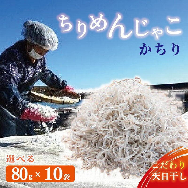 【ふるさと納税】 ちりめんじゃこ カチリ 80g×10袋 天然 ちりめん じゃこ 小分け チリメン ジャコ かまゆで しらす 新鮮 しらす干し 釜茹で シラス 天日干し 釜茹 海鮮 魚介類 魚貝 魚 お魚 ふるさと納税人気 高知県 高知 黒潮町［1464-2］