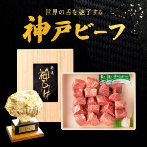 神戸ビーフ　不揃いサイコロステーキ（500ｇ）030OT02N.／神戸ビーフ ステーキ肉 国産 黒毛和牛 ステーキ 高級 肉 霜降り 太田牧場 太田家 牛肉 国産 bbq バーベキュー 焼肉 アウトド