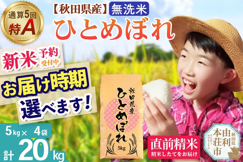 《令和8年産 新米受付》《1回のみお届け》【無洗米】通算5回特A 秋田県産ひとめぼれ 20kg(5kg×4袋) お届け時期選べる お米 米 こめ 藤岡農産 [新米 米 無洗米 特A 精米 秋田県 東北 お米 ひとめぼれ 小袋 小分け 直前精米 おいしい米 お届け時期選べる 藤岡農産]