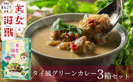 美女と海獣 タイ風あんこうグリーンカレーのスープ 3箱セット 惣菜 加工品 スープ スープカレー グリーンカレー あんこう 【145_2074】