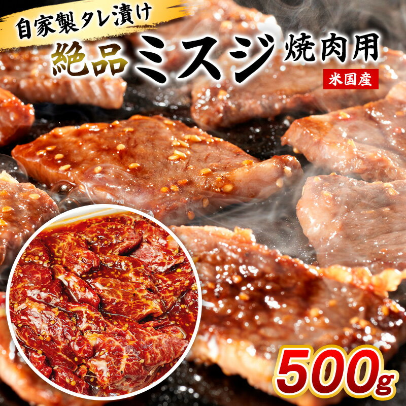 【ふるさと納税】自家製タレ漬け絶品ミスジ焼肉用500g(米国産) FY25-237