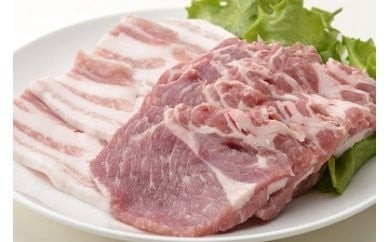 
鉾田市産豚肉 肩ロース・バラ肉 スライス肉(焼肉用)セット(各800g　計1.6kg)
