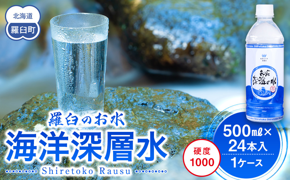 知床深海の水 硬度1000 500ml×24本 海洋深層水 北海道 知床 羅臼 らうす 世界自然遺産 天然 ミネラル マグネシウム 国産 常備水 備蓄 硬水 清涼飲料水 生産者 支援 応 016942_AK039