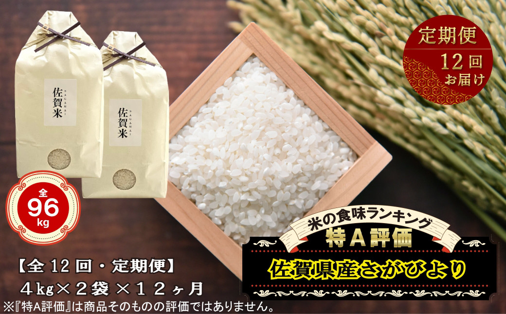 
            【定期便】佐賀県産さがびより8kg×12回
          