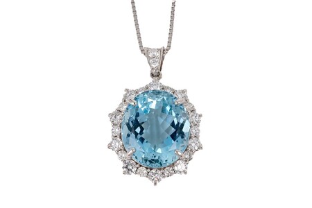 【一点もの】アクアマリン（8.41ct）ダイヤモンドプラチナペンダント　R85　K05141-H