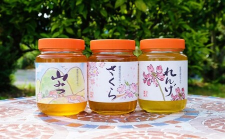 はちみつセット 国産純はちみつ やまみつ・さくら・れんげ はちみつセット【1kg×3本】