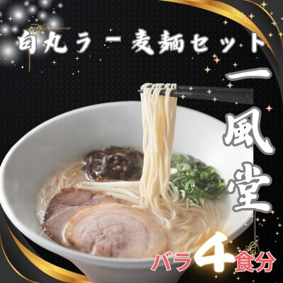 【訳あり】「一風堂」白丸 ラー麦麺セット バラ4食分(岡垣町)