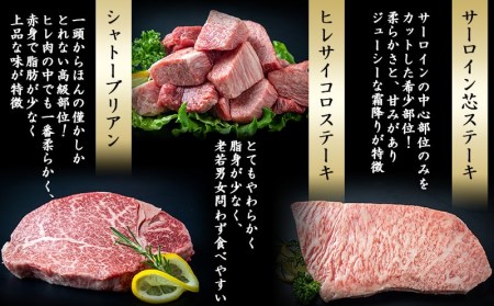 特選(A5)宮崎牛の贅を味わう (12ヶ月定期便)_TAH12-0102_(都城市) 宮崎牛 5等級 12ヶ月定期便 サーロイン芯スライス モモスライス シャトーブリアンステーキ 特上モモステーキ ロ