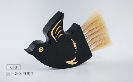 千鳥ブラシ【6種類】ブラシ 卓上ブラシ 千鳥モチーフ 赤 白 黒 馬毛 工芸品 日本製 墨田区 東京 C-2　白×金×白馬毛