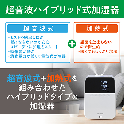 加湿器 卓上 ハイブリッド HDK-35-W ホワイト アイリスオーヤ
