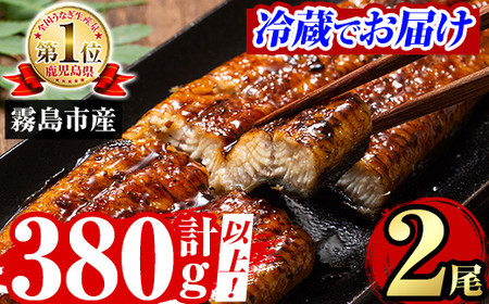 A5-034-RZ ＜冷蔵でお届け＞ 特別サイズ！霧島産うなぎ蒲焼き計380g以上(190g超×2尾)【田代水産】霧島市 国産 鹿児島県産 うなぎ 鰻 ウナギ 高級 蒲焼き 蒲焼 かばやき タレ