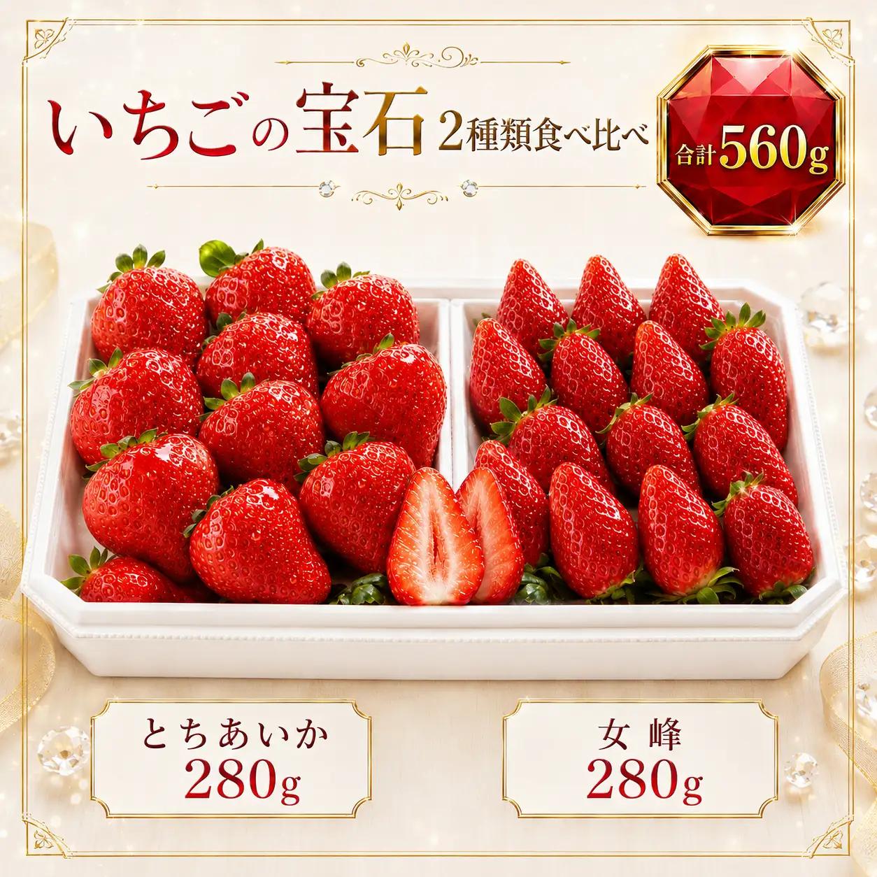 【先行予約】いちごの宝石 2種類食べ比べ｜栃木県 那珂川町 送料無料 栃木県共通返礼品