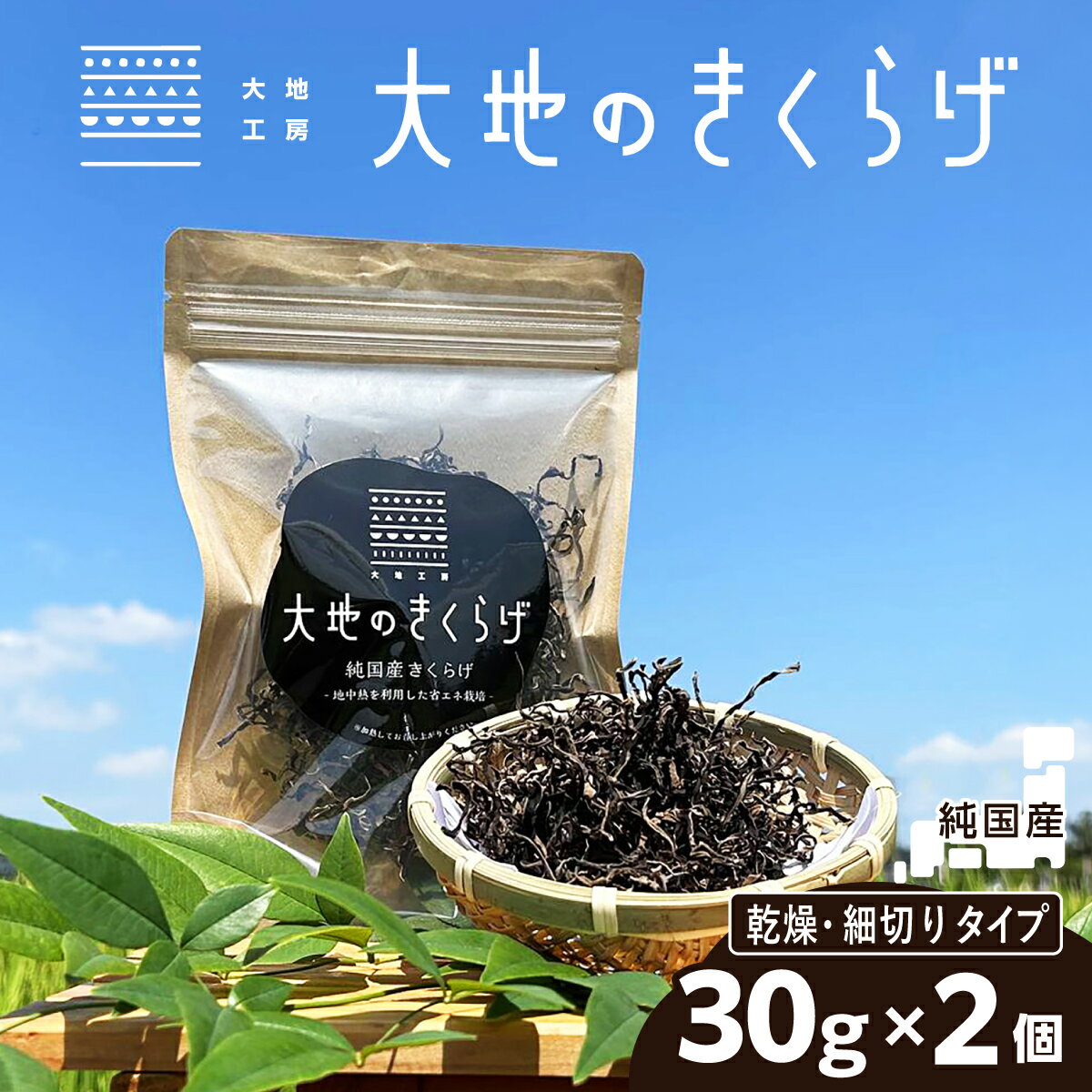 【ふるさと納税】国産 乾燥 きくらげ 細切りカット 30g × 2個 セット 大地のきくらげ | キクラゲ 60g 木耳 乾物 細切り カット 使いやすい 乾燥食材 食物繊維 鉄分 ビタミンD 食材 肉厚 旨み 料理 惣菜 おかず 中華 料理 野菜 埼玉県 桶川市