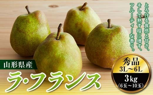 《先行予約 2026年度発送》山形県産ラ・フランス3kg 洋梨 なし 梨 山形県 果物 くだもの フルーツ  ナシ デザート 果実 食品 山形県 FSY-0114
