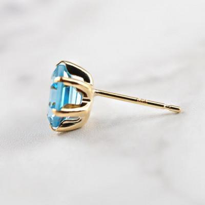 ふるさと納税 山梨県 【山梨県】【ジュエリー】K18 Blue topaz Hexa/ブルートパーズ ヘキサ ピアス |  | 03