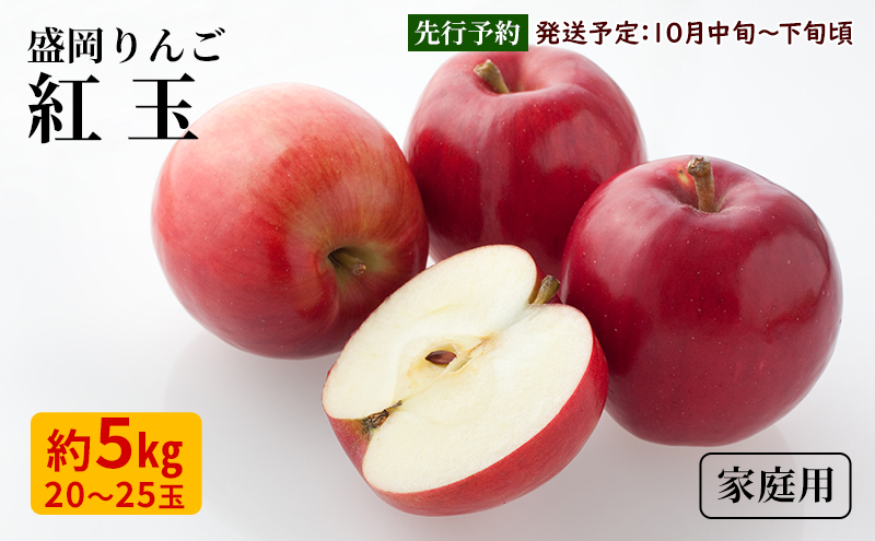 
10月限定 りんご 『紅玉』生果実 盛岡りんご 家庭用 約5kg(20～25個) 箱 盛岡市 下久保農園産
