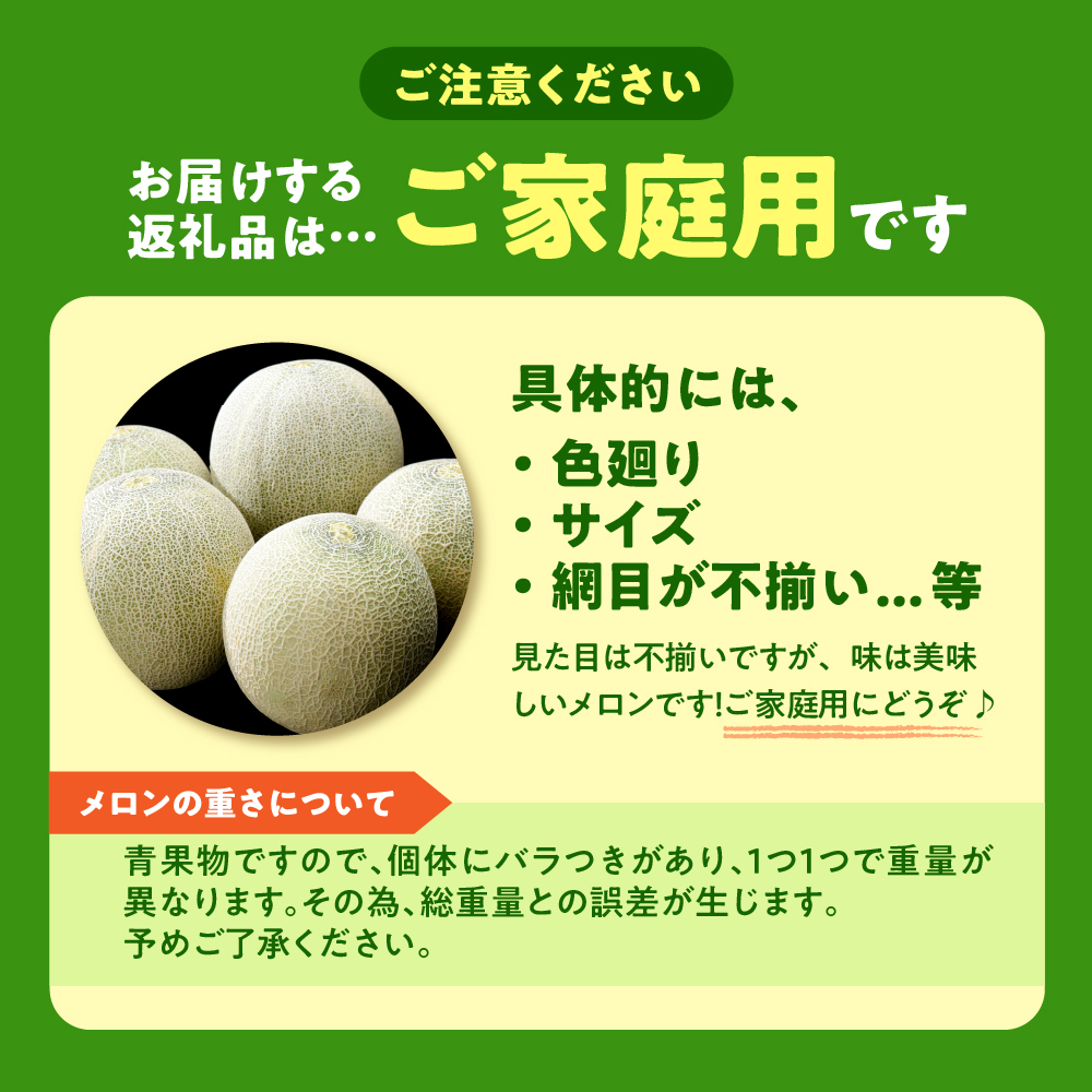 【2025年8月中旬発送】津軽産青肉メロンご家庭用約5kg3～6玉【青森メロン】