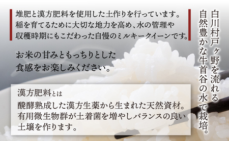 【先行予約】令和6年産 白川郷 戸ヶ野のミルキークイーン 5kg こだわりのお米 精米 みるきーくいーん ごはん おにぎり ご飯 食事 米 白米 弁当 甘い もっちり 岐阜県 飛騨 世界最高米認定農家