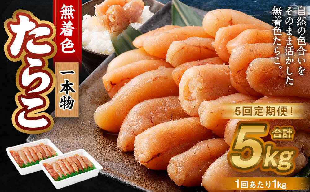 
            【5回定期便】無着色たらこ 一本物 1kg（500g×2） たらこ タラコ 鱈子 無着色 冷凍 北海道 小樽市
          