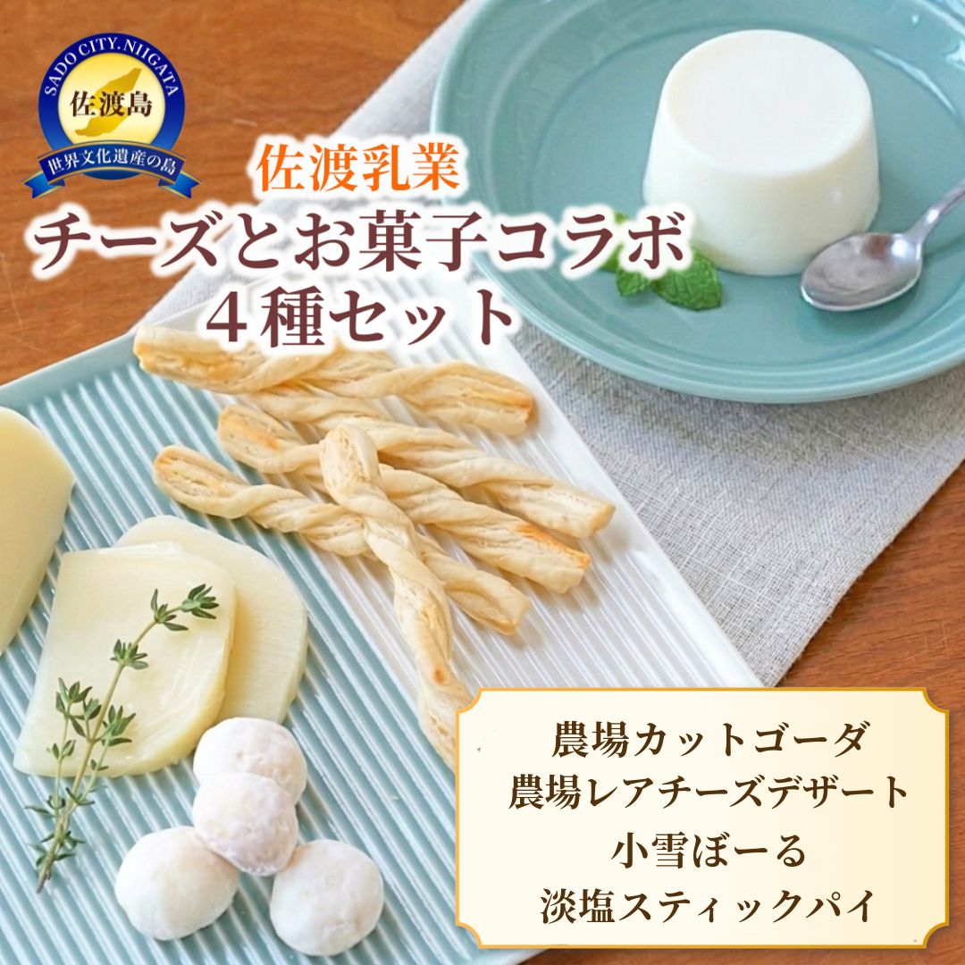 【ふるさと納税】レアチーズ 90g 2個 カットゴーダ 50g お菓子 4種セット 佐渡乳業 小雪ぼーる 淡塩スティックパイ 乳製品 冷蔵 おやつ ティータイム 新潟県 佐渡市
