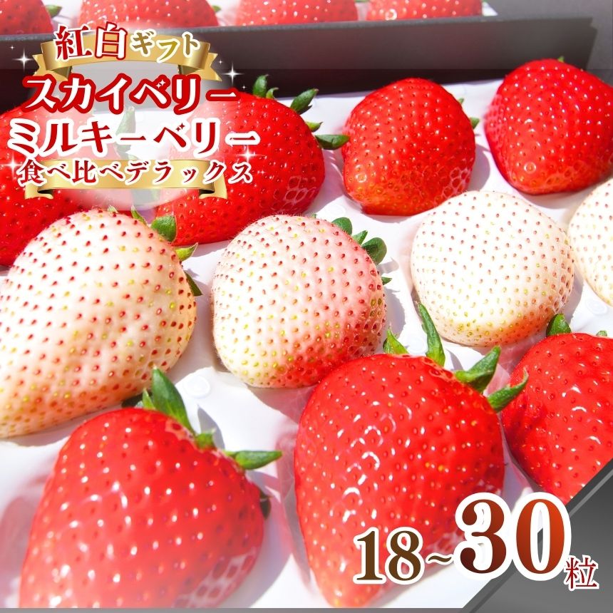 【ふるさと納税】まだ間に合う！2026シーズン 発送 いちご 紅白 ギフト！贈答用 | スカイベリー ミルキーベリー 食べ比べ デラックス｜18~30粒｜ミルキーベリー スカイベリー いちご 苺 フルーツ 果物 アソート ご褒美 贅沢 デザート 産地直送 澳原いちご農園 栃木県 矢板市