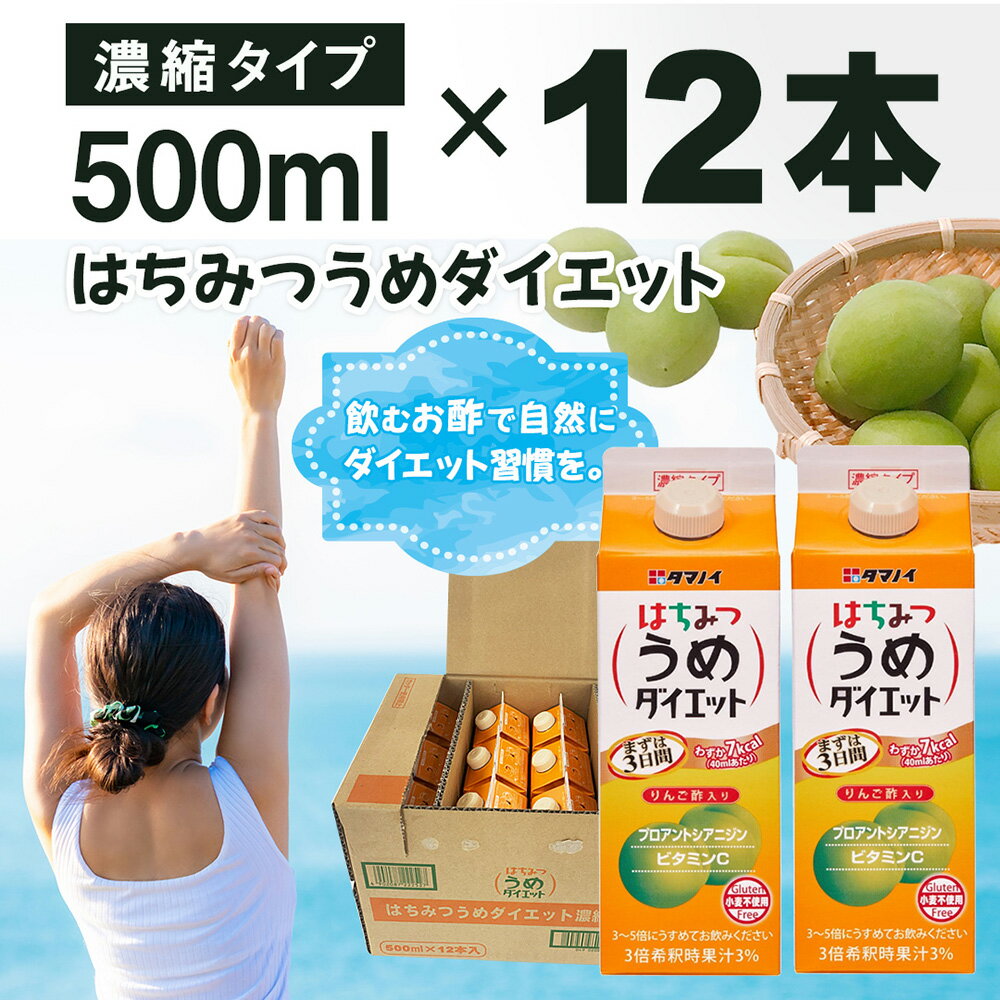 【ふるさと納税】はちみつうめダイエット濃縮タイプ 500ml×12本 タマノイ酢 さっぱり梅風味 はちみつ入り 飲用アレンジや料理にも 日本製 お酢 | 梅酢ドリンク 濃縮 はちみつ梅ドリンク 梅ジュース 濃縮タイプ 梅シロップ 飲料用 まとめ買い 健康管理 美容サポート
