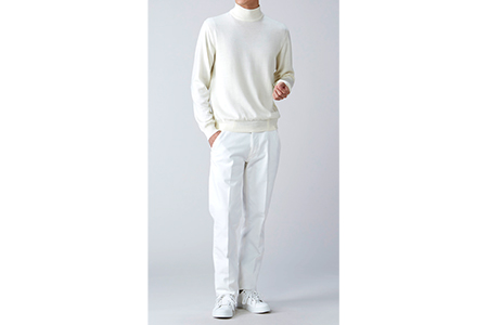 日本製 カシミヤ100% ハイネック 白 Mサイズ [2594]