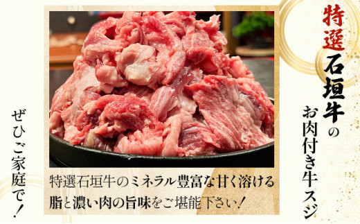 【2025年11月以降順次発送】特選石垣牛の牛スジとマルチョウ、秘伝の味噌味をご家庭で！！牛スジ500g、マルチョウ300ｇ×2、味噌味マルチョウ300ｇ×2のよくばりセット | 沖縄 石垣 牛スジ 