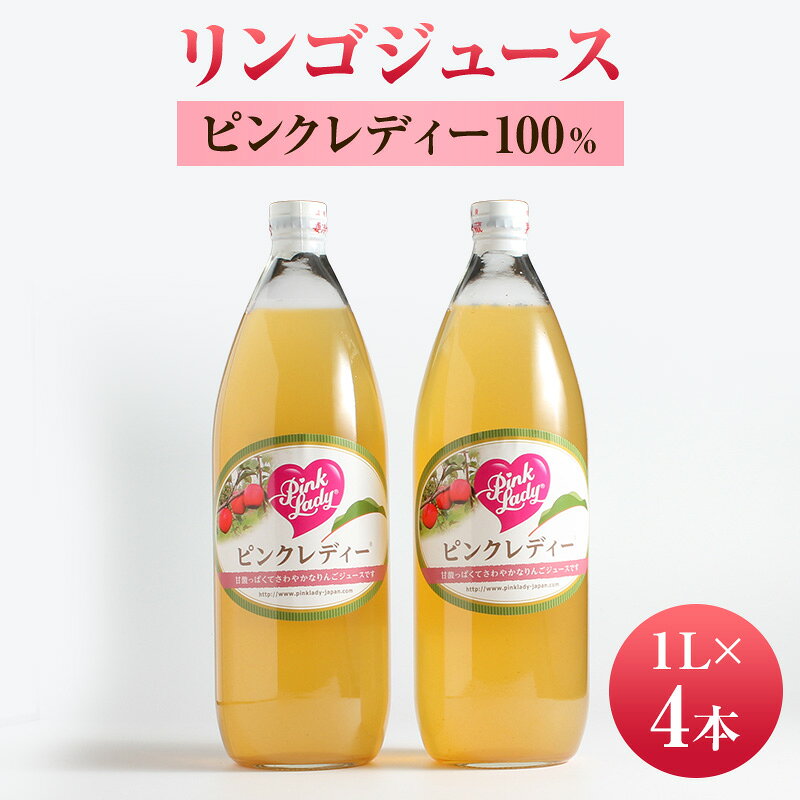 【ふるさと納税】ピンクレディーリンゴジュース 1L×4本 100% ストレート 林檎 フルーツジュース 添加物不使用 無加糖 長野県上田市 希少 産地直送 ギフト