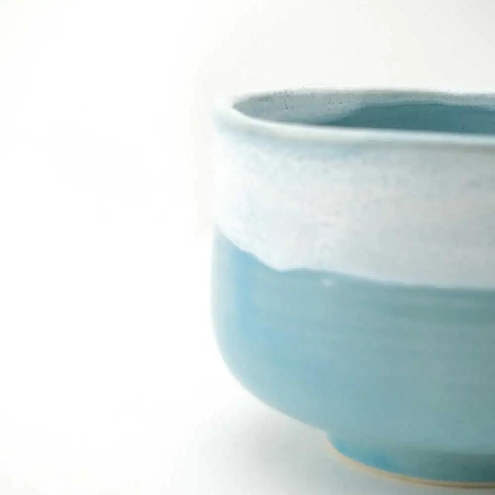 【波佐見焼】Folk Design 野点抹茶碗 青釉白唐津流し 1点【玉有】[IE52]
