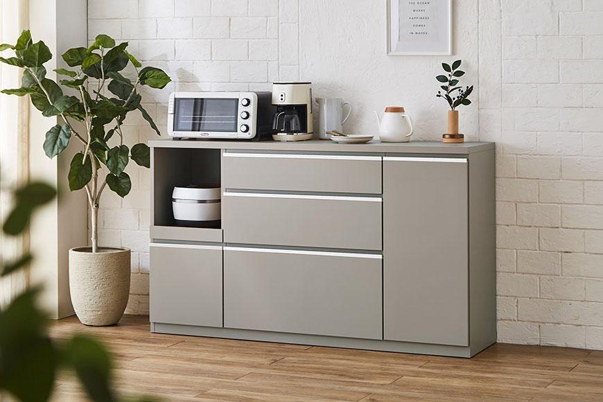 【開梱設置】キッチンカウンター レンジ台 アンサンブル 幅159.2 アースグレージュ