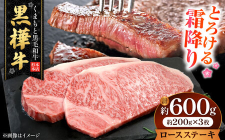 くまもと黒毛和牛 黒樺牛 A4〜A5等級 ロースステーキ 約600g 黒毛和牛ロースステーキ[AYBJ023]